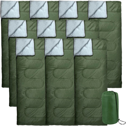 Bulk 10 Pack Envelope Sleeping Bags, 4 Seasons Warm or Cold Lightweight Indoor Outdoor Sleeping Bags for Adults, Backpacking, Camping