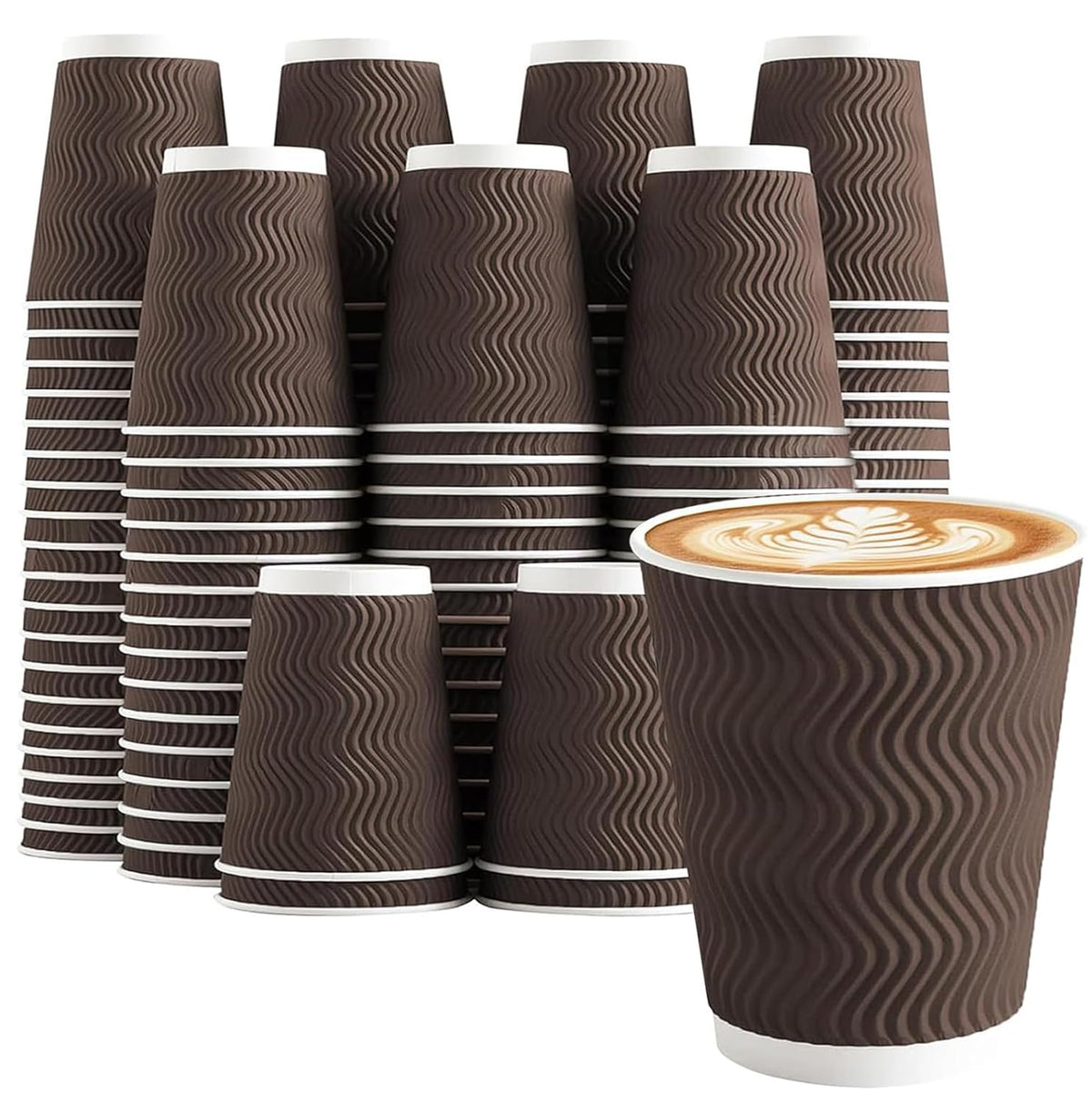 Clawsoff 100 Pack 12 oz Disposable Paper Coffee Cups Insulated Brown