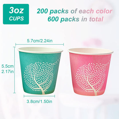 LITOPAK 600 Pack 3 oz Paper Cups, Colorful Disposable Mouthwash Cups 3 oz