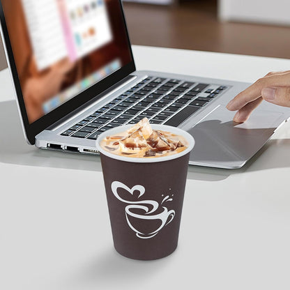 Clawsoff 300 Count 12 oz Paper Coffee Cups Disposable Hot Coffee Cups Brown