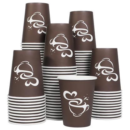 Clawsoff 300 Count 12 oz Paper Coffee Cups Disposable Hot Coffee Cups Brown