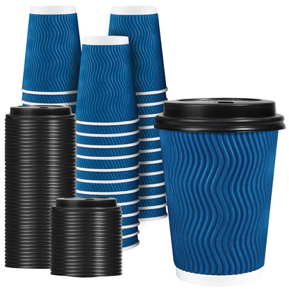 Lamosi Coffee Cups with Lids 12 oz 50 Pack, Disposable To Go Cups with Lid