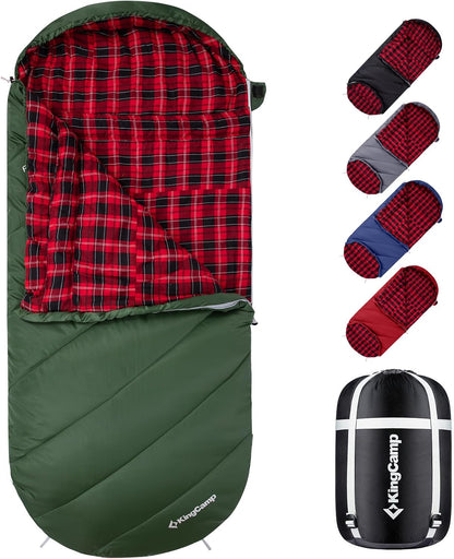 KingCamp Sleeping Bag for Adults Big & Tall 100% Flannel Sleeping Bag