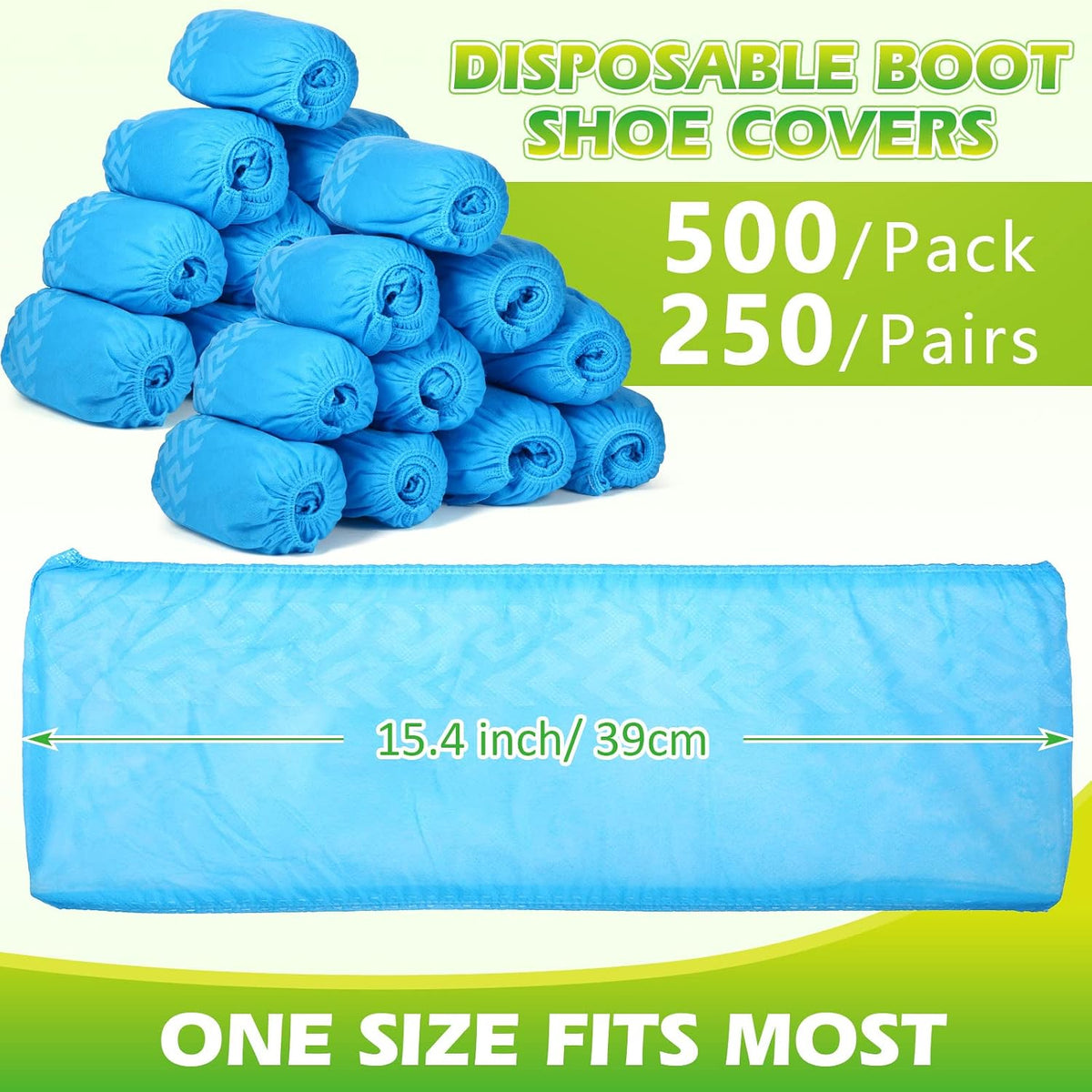 Leumoi 500 Pcs Disposable Shoe Covers Bulk Non Slip Boot Covers, Blue