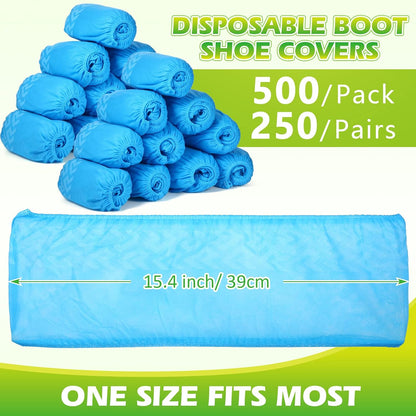 Leumoi 500 Pcs Disposable Shoe Covers Bulk Non Slip Boot Covers, Blue