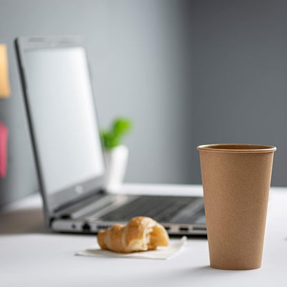 GUSTO 12 oz Kraft Paper Coffee Cups [100 Count] Unbleached