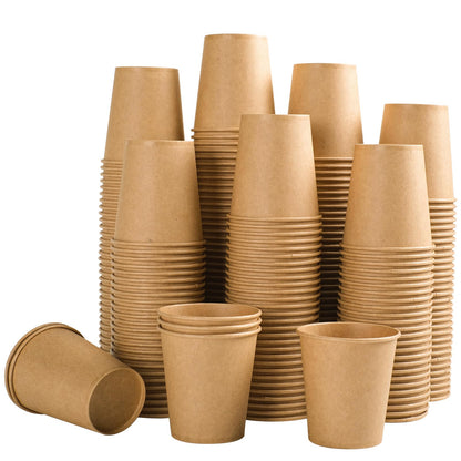 Clawsoff 180 Pack 12 oz Coffee Cups Brown Kraft Disposable Hot Paper Cups