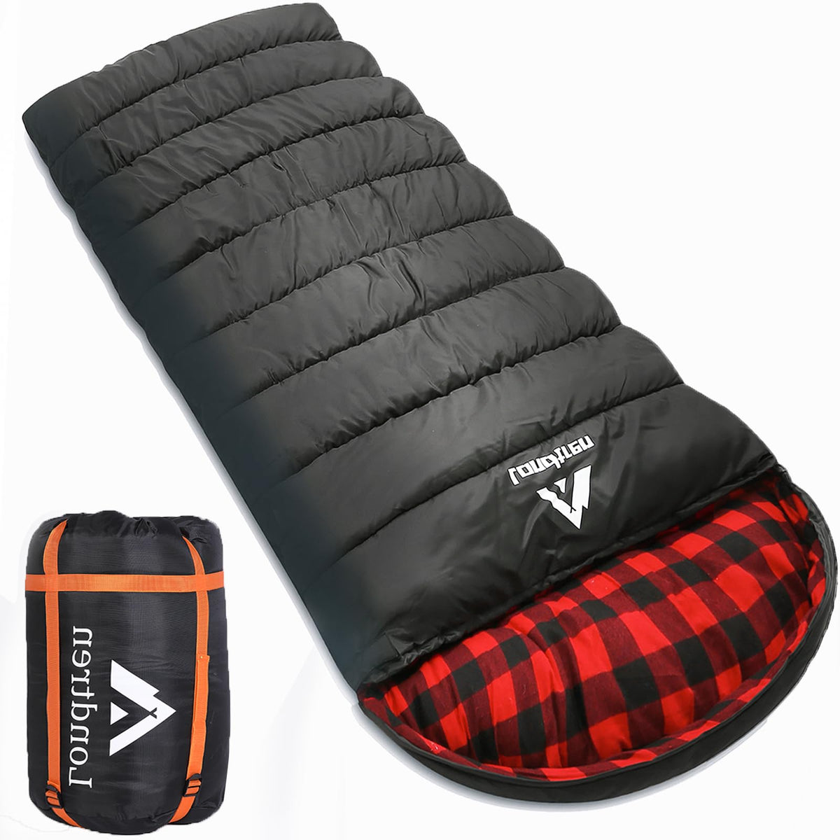 LONDTREN Large 0 Degree Sleeping Bags for Adults Cold Weather Sleeping Bag Camping Winter Below Zero 20 15 Flannel Big and Tall XXL