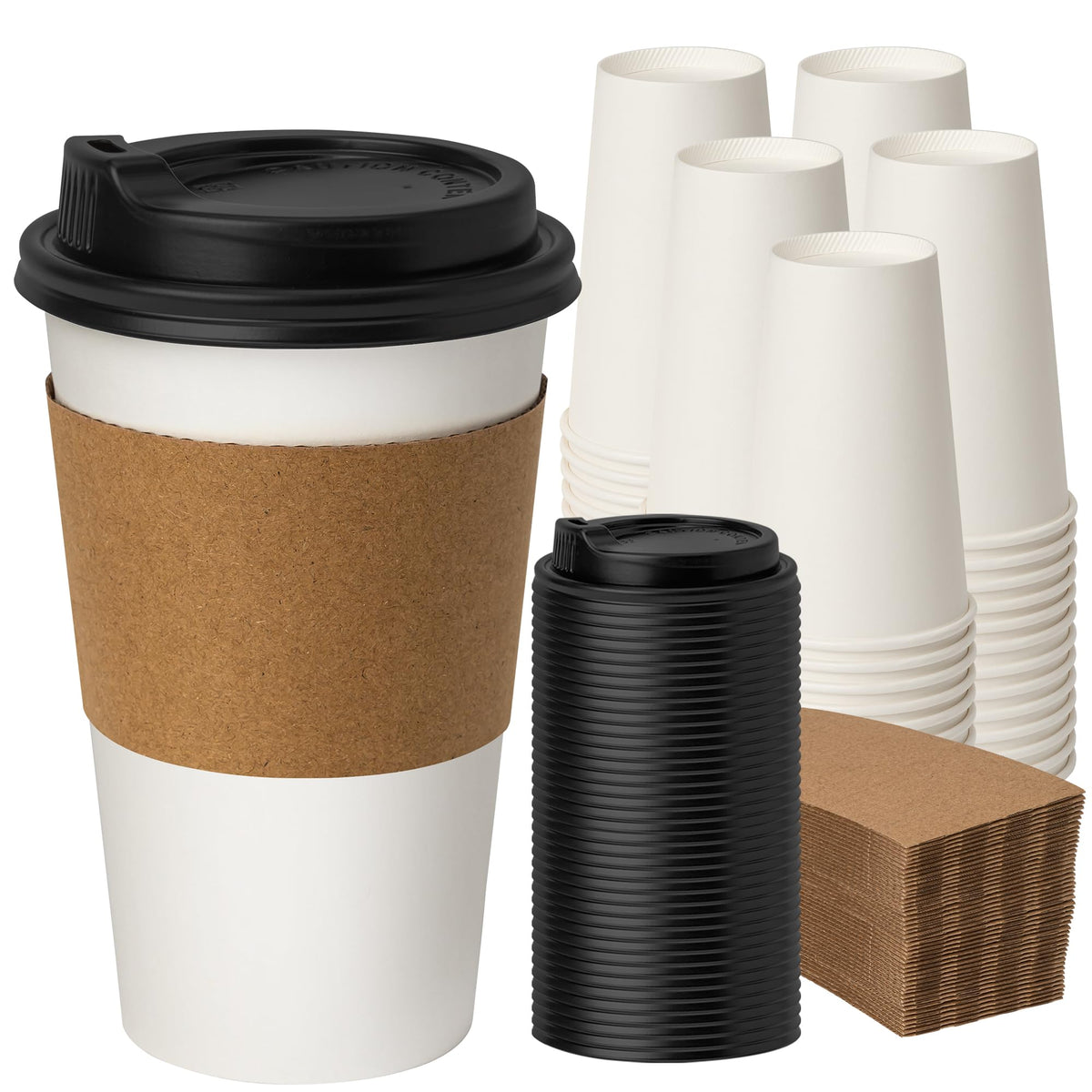 200 Pack 8oz Kraft Coffee Cups, Brown Kraft Disposable Paper Coffee Cups, Hot Coffee Cups & Cold Coffee Cups, Food-Safe Kraft Paper Cups, Heavy-Duty Disposable Paper Cups for Coffee, Tea, Cocoa, Water