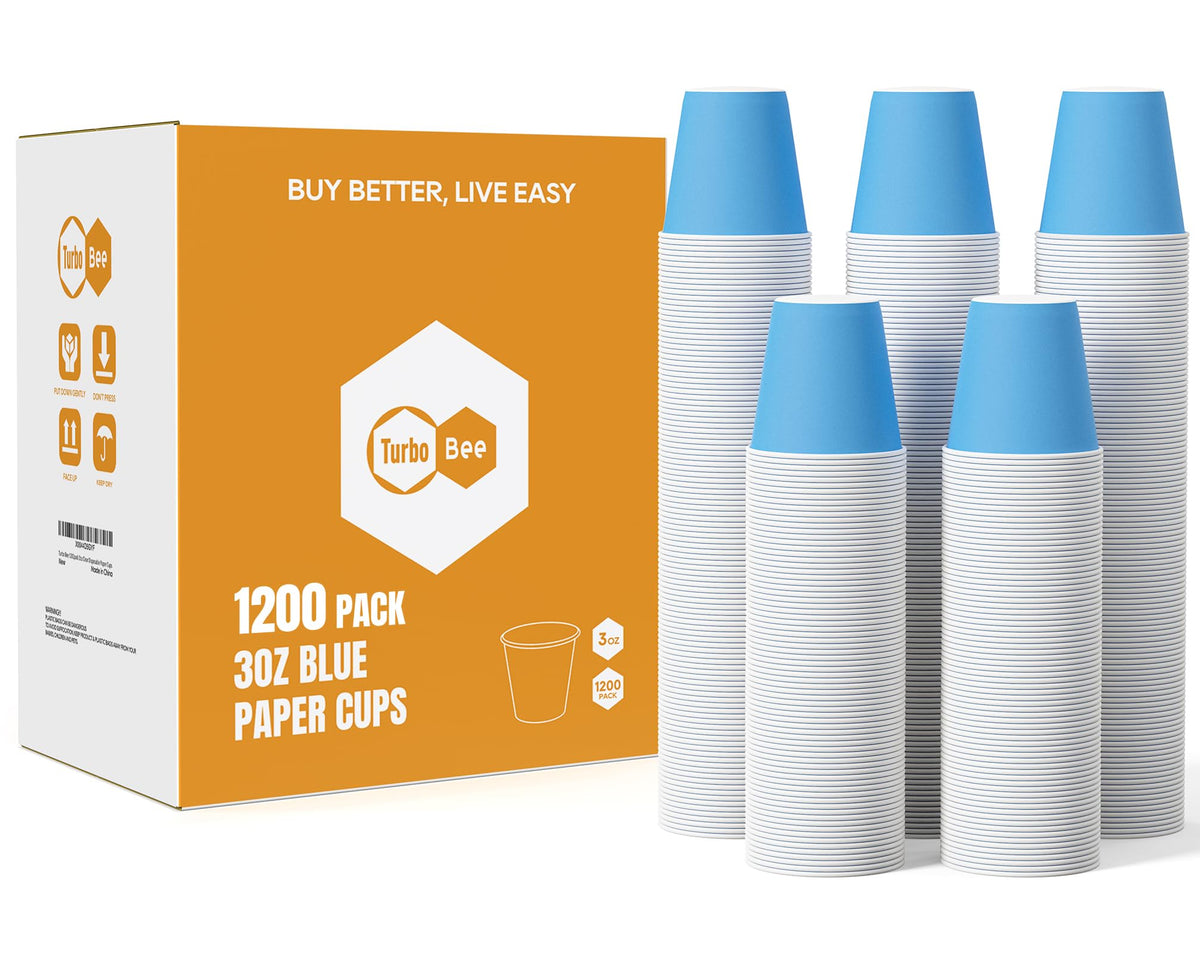 Turbo Bee 3oz Disposable Paper Cups 2400Pack, Small Bathroom Cups Bulk, Rinse Small Blue Paper Mouthwash Tumblers Perfect for Bathroom, Party, Picnic, Travel and Events