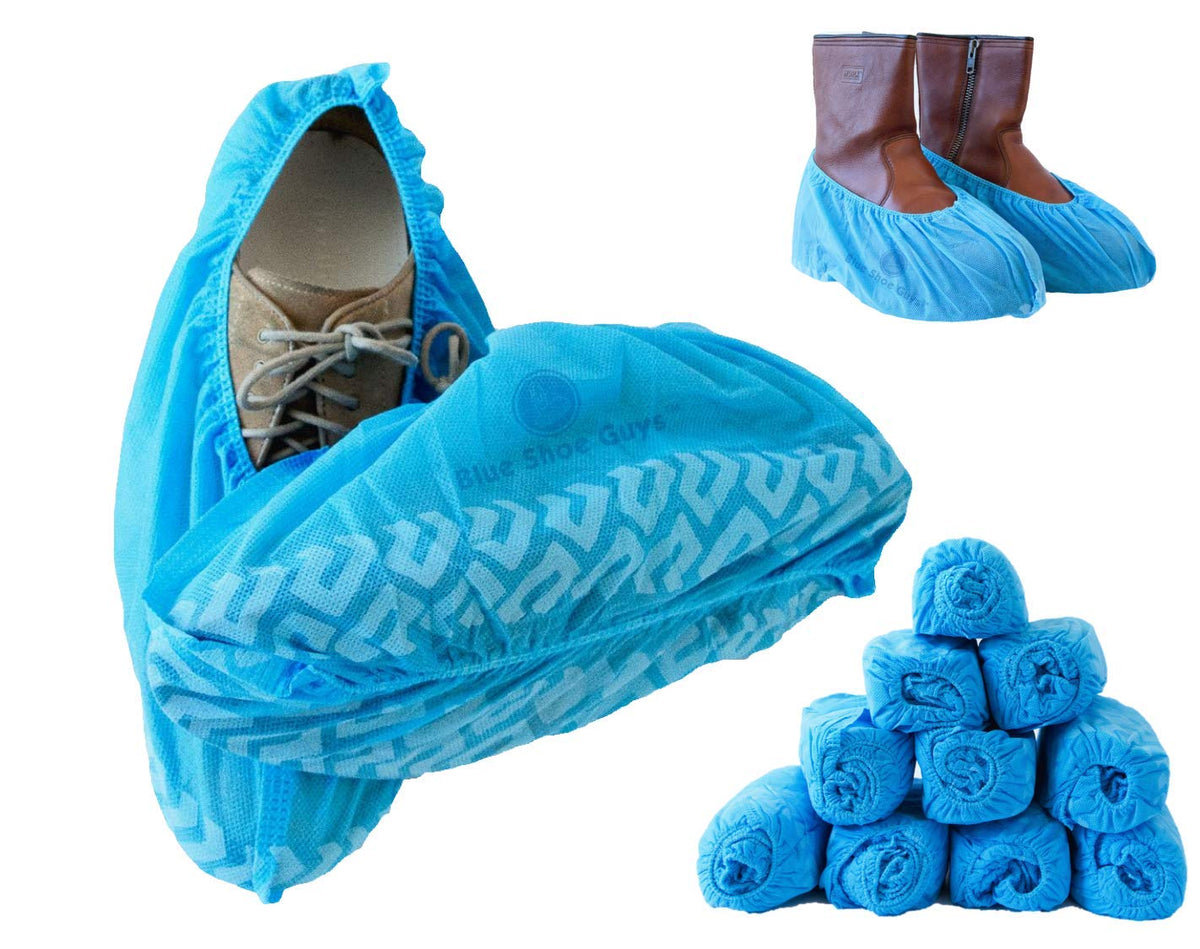 Premium Boot & Shoe Covers Disposable Booties - 100 Pack - Durable, Non-Slip, Non-Toxic, Water Resistant, Recyclable Protectors for Indoor & Outdoor - Large Size Fits Most Shoes