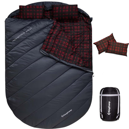 KingCamp Double Sleeping Bag for Adults, Queen Size 2 Person Sleeping Bag