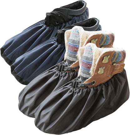 Reusable Shoe Covers, Non Slip Water Resistant Boot Covers for Construction &Household, 2 Pairs Extra Large Durable Overshoes to Keep Carpet Floors Clean