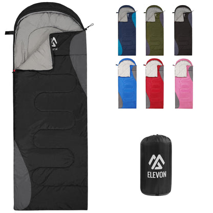 Elevon Double Sleeping Bag for Adults with 2 Pillows, Lightweight Machine Washable 2 Person Sleeping Bag for 3 Seasons Camping Hiking Traveling, Multicolor Option