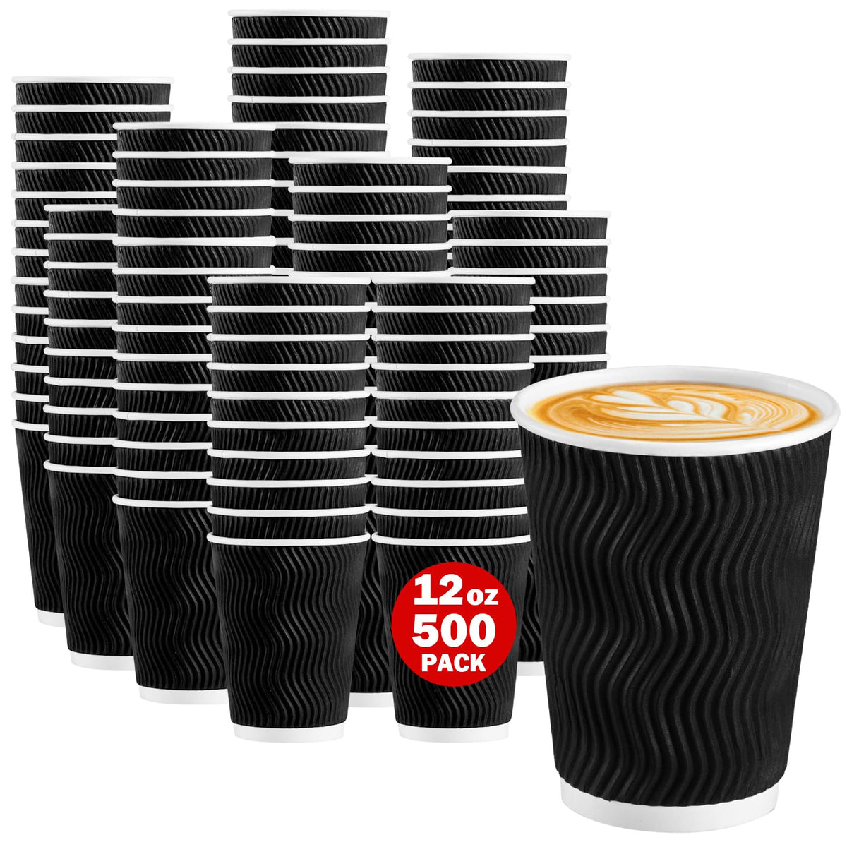 Lamosi 100 Pack Coffee Cups 12 oz, Disposable Paper Coffee Cups No Lids