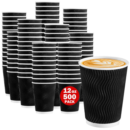 Lamosi 100 Pack Coffee Cups 12 oz, Disposable Paper Coffee Cups No Lids