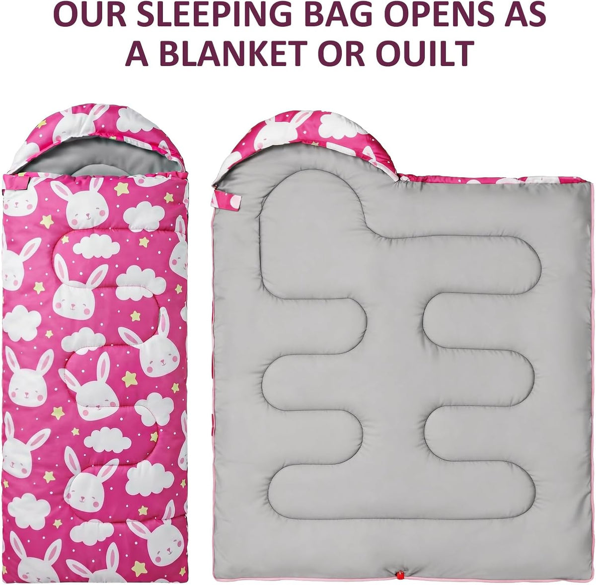 Kids Sleeping Bags - Camping Sleeping Bags with Carry Bag - Compact Sleeping Bag for Hiking, Backpacking 3 Season Warm & Cool Weather, Lightweight Waterproof Outdoor Travel for Boys Girls