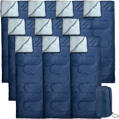 Bulk 10 Pack Envelope Sleeping Bags, 4 Seasons Warm or Cold Lightweight Indoor Outdoor Sleeping Bags for Adults, Backpacking, Camping