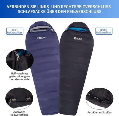 Down Mummy Sleeping Bag for Adults, 600 Fill Power Backpacking