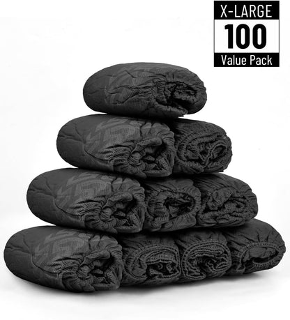 Buself X-Large 100 Count Shoe Covers Disposable Non-Slip, Premium Cloth Boot Covers, Slip-resistant, Durable, Breathable, Non-toxic, Recyclable, Stretchable Fits Up to Size 13 US Men - Black