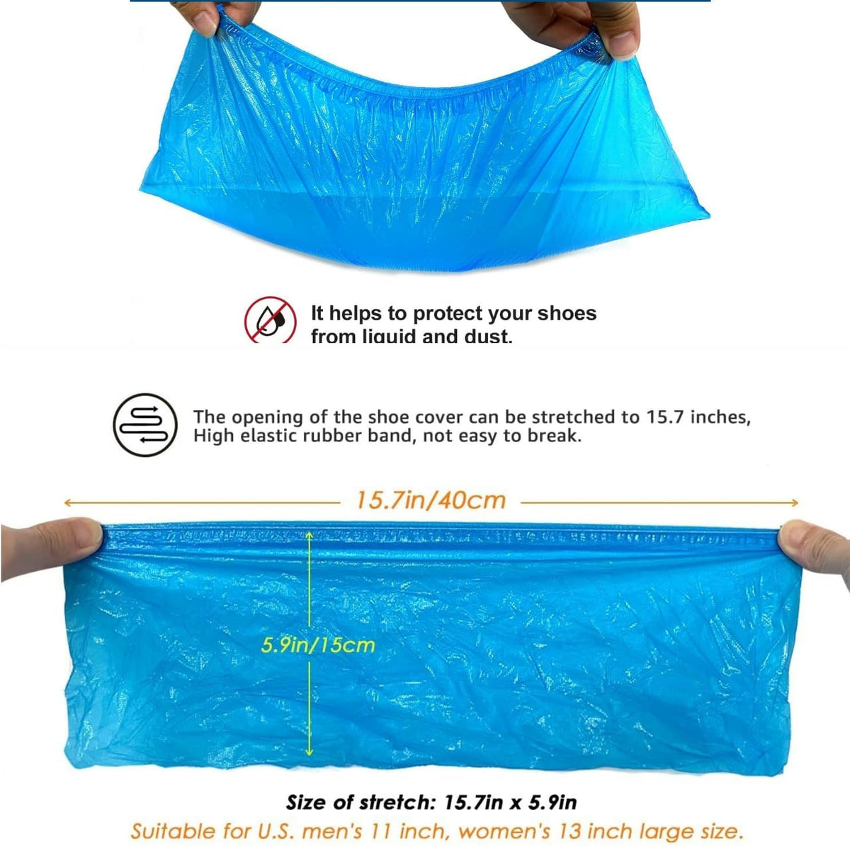 Disposable Shoe Cover Refills for Automatic Dispenser Machine - Waterproof, Non-Slip T-Buckle Plastic Booties for Indoors, Home, Construction and Carpet Protection 100 Pcs