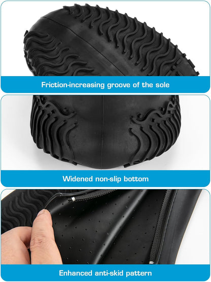 Zbyoujer Waterproof Rain Shoe Covers, Silicone Overshoes with Zipper Non-slip Galoshes for Men and Women