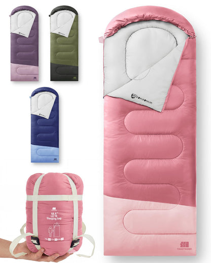 Ultralight Warm Weather Sleeping Bag - Portable, Waterproof, Compact Lightweight, Comfort with Compression Sack - Great for Outdoor Camping, Backpacking & Hiking