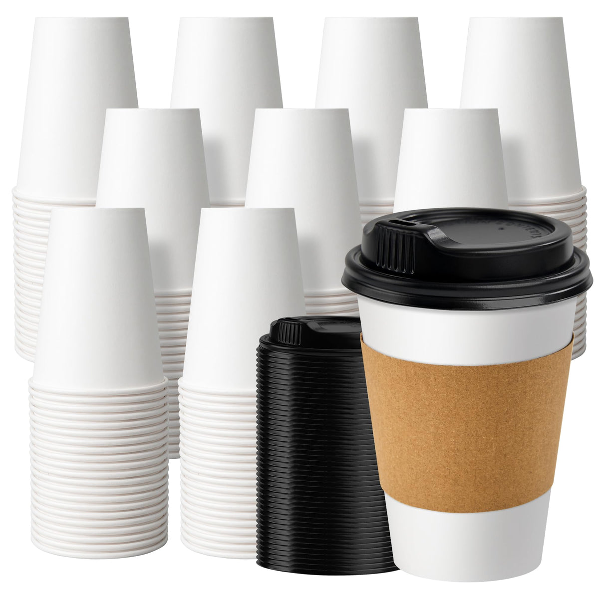RACETOP 8 oz 1000 Pack Disposable Paper Coffee Cups, Ideal for Party, Home