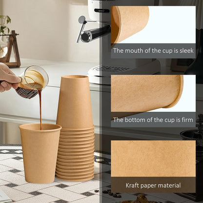 Clawsoff 180 Pack 12 oz Coffee Cups Brown Kraft Disposable Hot Paper Cups