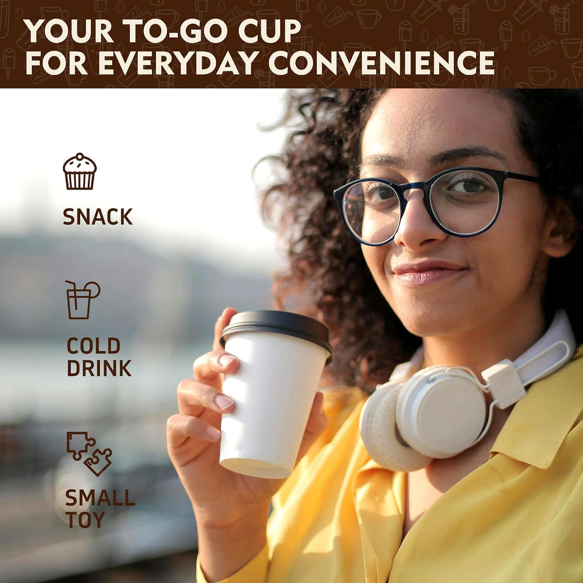 YEEHAW 16 oz Disposable Coffee Cups with Lids 100 Pack