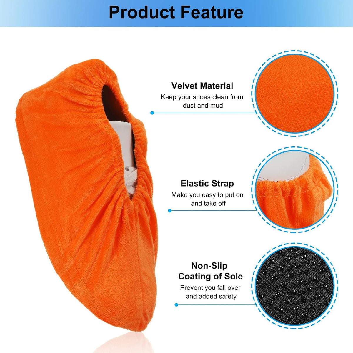 PATIKIL Shoe Covers, 3 Pairs Reusable Shoe Protector Covers, Orange