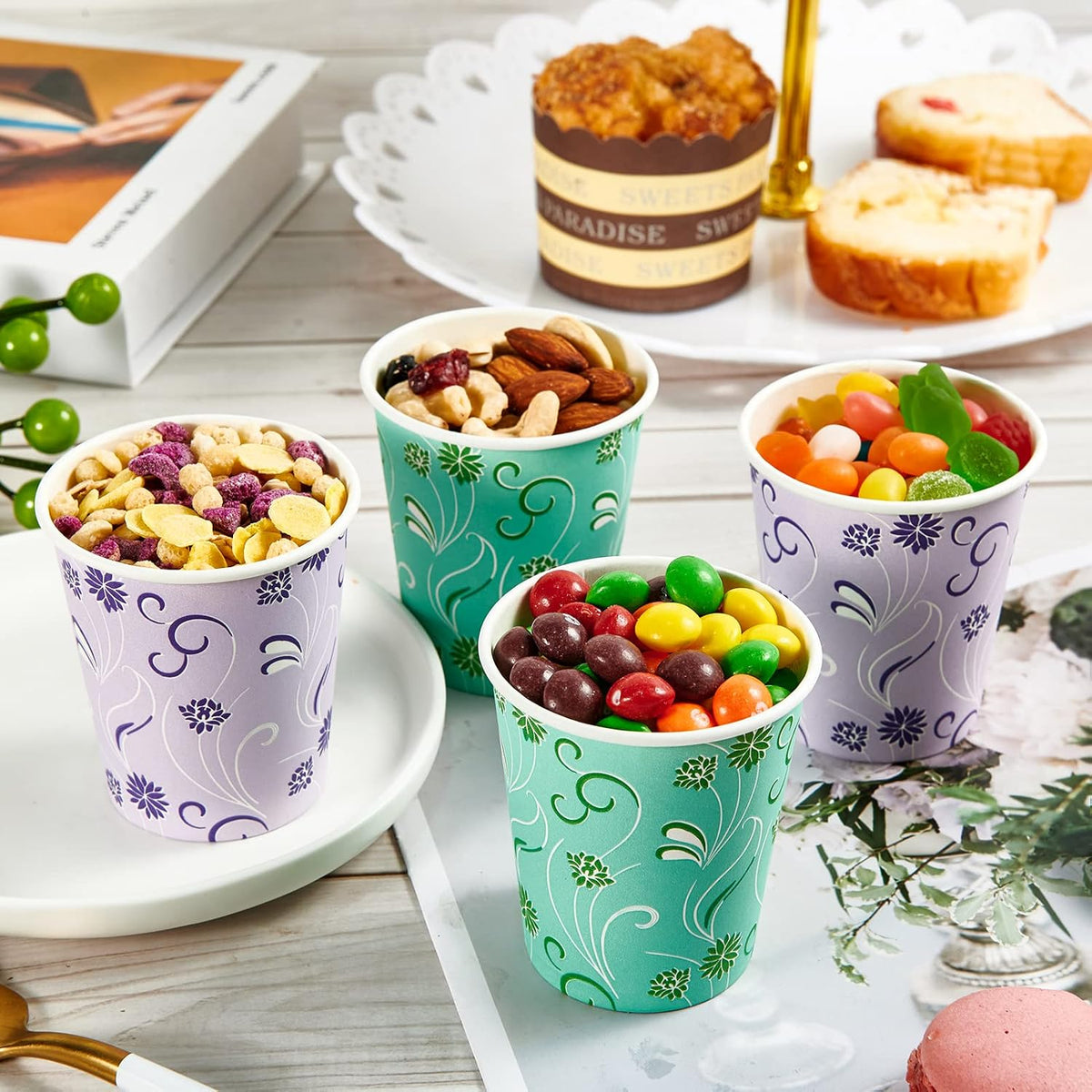 TV TOPVALUE 5 oz Paper Cups, 600 Pack Disposable Bathroom Cups Bulk, Purple