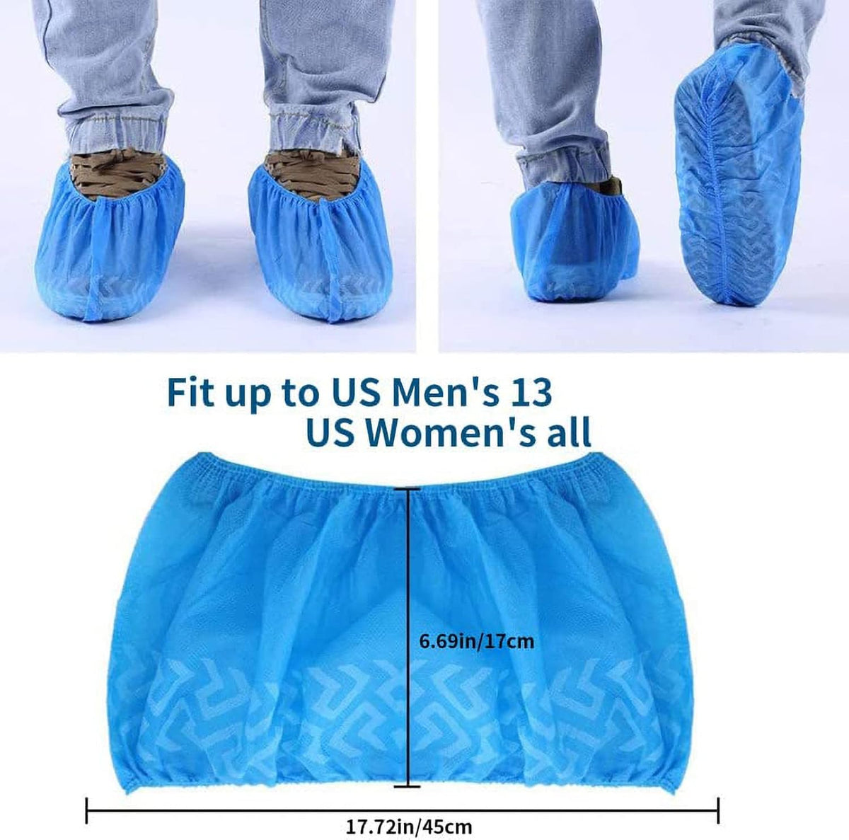 X-Large Shoe Covers Disposable 200 Pack (100 Pairs) Fit Shoe Sizes to Men's 13