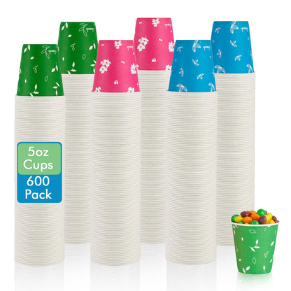 LITOPAK 600 Pack 5 oz Paper Cups, Colorful Disposable Mouthwash Cups