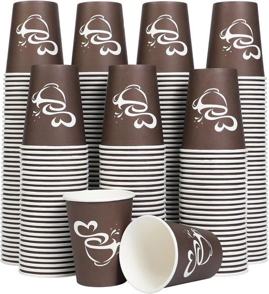 Clawsoff 300 Count 12 oz Paper Coffee Cups Disposable Hot Coffee Cups Brown