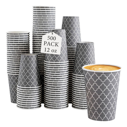 Lamosi Coffee Cups 12 oz 180 Pack, Disposable Paper Coffee Cups, Hot Cups