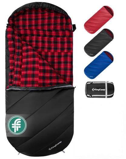 KingCamp Sleeping Bag for Adults Big & Tall 100% Flannel Sleeping Bag