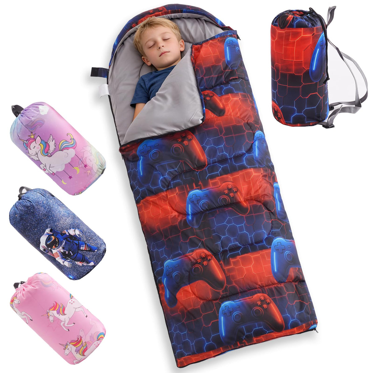tuphen Kids Sleeping Bag - 50-77℉ 3-Season Waterproof Sleeping Bag for Boys & Girls, Lightweight 2.2 lbs Camping Gear with Compression Bag Ideal for Camping, Hiking, Indoor