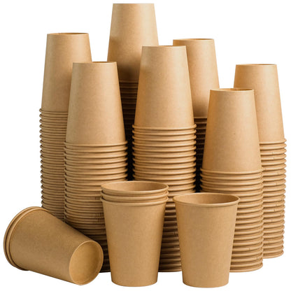 Clawsoff 180 Pack 12 oz Coffee Cups Brown Kraft Disposable Hot Paper Cups