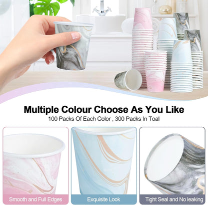 5oz Bathroom Paper Cups,300 Pack Disposable Mouthwash Cups(Marble)