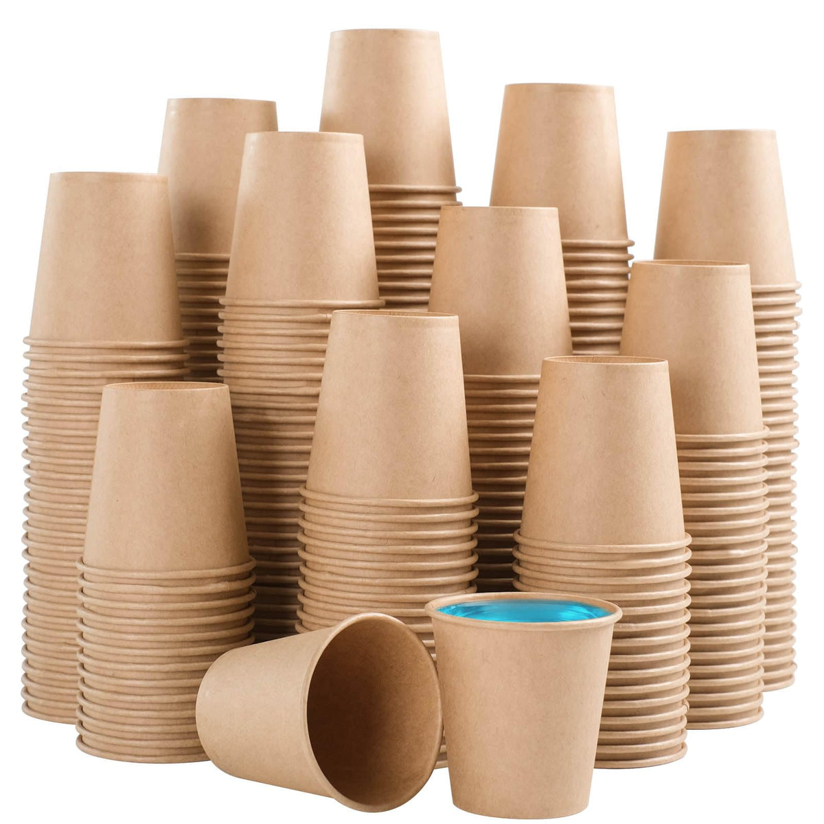 BYSNOW 300 Pack 12 oz Kraft Paper Cups, Disposable Coffee Hot Water Cups