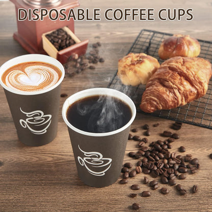LITOPAK 240 Pack 12 oz Paper Cups, Brown Disposable Hot Coffee Cups