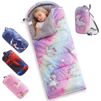 tuphen Kids Sleeping Bag - 50-77℉ 3-Season Waterproof Sleeping Bag for Boys & Girls, Lightweight 2.2 lbs Camping Gear with Compression Bag Ideal for Camping, Hiking, Indoor