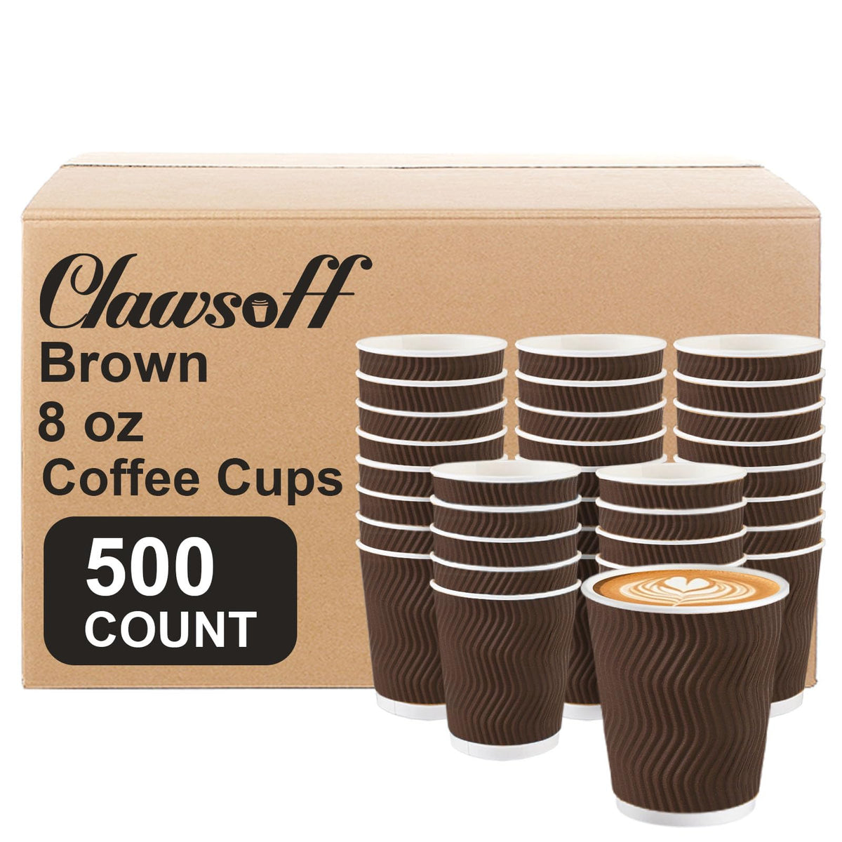 Clawsoff 100 Pack 12 oz Disposable Paper Coffee Cups Insulated Brown