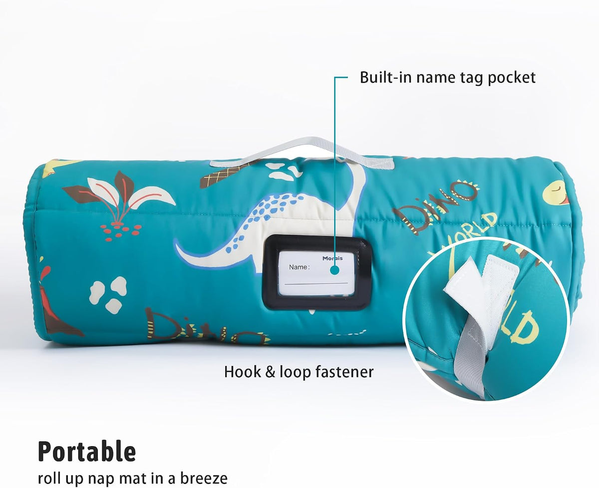 MORAIS Toddler Nap Mat with Pillow and Blanket, 52" x 20" Lightweight and Soft Nap Mat for Preschool, Daycare, Travel Sleeping Bags