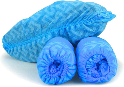 G & F Products Disposable Shoe Covers, Slip-Resistant Booties, Heavy-Duty, Water-Resistant, Elastic Band, Silicone Sole, Protects Floors, Blue, 11 US Men & 13 US Women, X-L, 100 Pcs (50 Pairs)