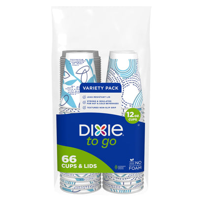 Dixie To Go Disposable Coffee Cups With Lids, 12 oz Paper Cups, 156 Ct