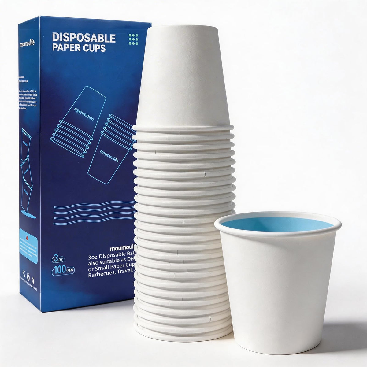 MOUMOULIFE Disposable Paper Coffee Cups 12 oz 300 Count Hot Paper Cups