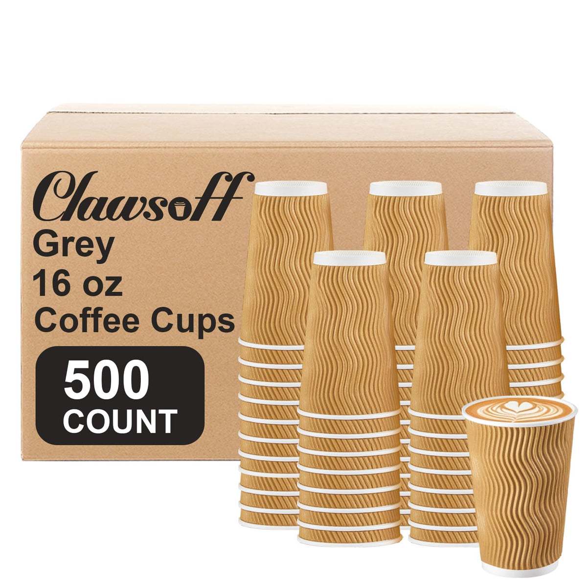 Clawsoff 100 Pack 12 oz Disposable Paper Coffee Cups Insulated Brown