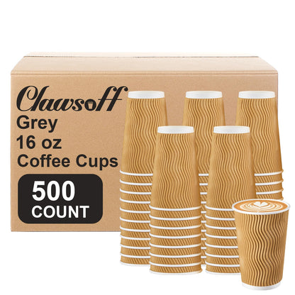 Clawsoff 100 Pack 12 oz Disposable Paper Coffee Cups Insulated Brown
